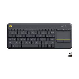 lot 44023 image: Logitech K400 Plus Wireless Touch TV Keyboard with Easy Media Control and Built-in Touchpad, HTPC Keyboard for PC-Connected TV, Windows, Android, ChromeOS, Laptop, Tablet - Black no dongal - Retail $30
