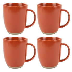 lot 44024 image: Elanze Designs Raw Clay Bottom Rust Red 13 ounce Ceramic Coffee Mugs Set of 3 - Retail $35