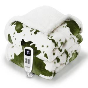 lot 44029 image: Blunique Heated Blanket Throw Blanket - Fast Heating Electric Blanket, Soft Flannel Heated Throw with 4 Time Settings,10 Heating Settings, Warm Gifts for Women & Mom & Grandma(50x60Cow Print Sage) - Retail $53