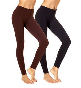lot 44033 image: No Nonsense Womens Cotton Legging, BlackEspresso - 2 Pair Pack, X-Large - Retail $21