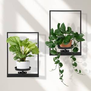 lot 44043 image: Storenization Wall Plant Holder Floating Shelves for Wall Set of 2, Wall Planters for Indoor Plants - Premium Metal Hanging Plant Holder for Indoor Outdoor Decor - Retail $25