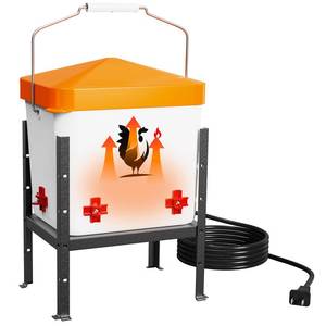 lot 44045 image: Goyappin Heated Chicken Waterer, Poultry Water Heater for Winter with 4-Nipple, Thermostatically Controlled, 4 Adjustable Heights, Anti-Freezing Watering System for Coop Accessories (Orange, 7L)