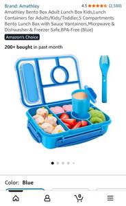 lot 44062 image: Blue Compartment Bento Lunch Box with Clear Lid - Retail $15
