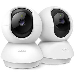 lot 44067 image: Tapo 2K PanTilt Security Camera for Baby Monitor, Dog Camera wMotion Detection, 2-Way Audio Siren, Night Vision, Cloud&SD Card Storage, Works wAlexa & Google Assistant, 2-Pack (Tapo C210P2) - Retail $42