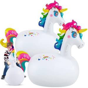 lot 44073 image: Hiboom 2 Pcs Giant Inflatable Hopping Toys 51 Inch Bouncer Animal Toys Ride on Animal Bouncy on Hopping for Birthday Party Gifts Supplies (Unicorn) - Retail $30