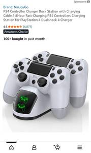 lot 44078 image: PS4 Controller Charging Station with Two DualShock 4 Controllers - Retail $25