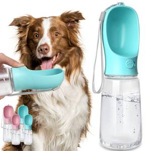 lot 44087 image: Kalimdor Dog Water Bottle, Leak Proof Portable Puppy Water Dispenser with Drinking Feeder for Pets Outdoor Walking, Hiking, Travel, Food Grade Plastic (19oz Blue) - Retail $12