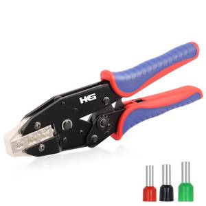 lot 44096 image: HKS Crimping Tool for Sleeves Ferrule Terminals & Pin Cord End- Ratcheting Wire Crimpers - AWG 3-10 (25-50mm�) - Ratchet Terminal Crimper - Electrical Crimping Tool - Retail $22