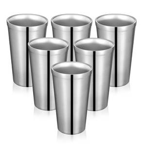 lot 44100 image: Dimeho 6pcs Stainless Steel Cups 16oz Insulated Cup Stackable Double Wall Water Glasses Unbreakable Water Tumbler Metal Cup Premium Drinking Glass for Bar Home Restaurant Party Travel Camping Outdoor - Retail $27