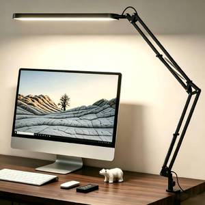 lot 44113 image: SKYLEO Desk Lamp for Home Office, Eye Comfortable LED Desk Light for Long Hours, Adjustable Swing Arm with Memory Function, Black - Retail $21