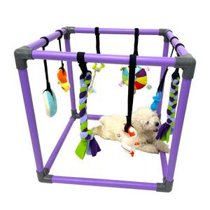 lot 44114 image: DOZZOPET Puppy Play Gym for Small Dogs with 8 Hanging Toys, Jungle Playground with Interactive Funny Enrichment Toys to Keep Them Busy - Retail $40