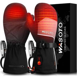 lot 48899 image: Heated Mittens Gloves for Women Men 7.4V 3000mAh Battery Ski Gloves for Winter Skiing Snowboarding Raynaud(LightGrayBlack,L) - Retail $70