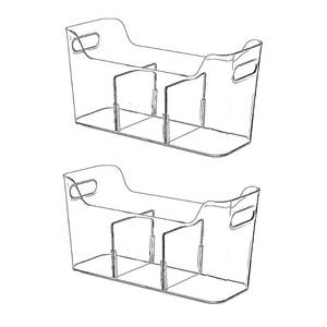 lot 48917 image: SCPB Tall Narrow Clear Bins with Dividers, Plastic Containers for Organizing Kitchens and Bathrooms - 14 L, 2 Pack - Retail $26