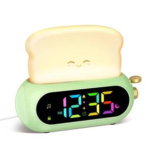 lot 48945 image: Netzu Alarm Clock for Kids, OK to Wake Clock with Night Light and Sound Machine, Pink Clock with 10 RGB Color, 6 Alarm Tones, Nap Timer, Snooze, Bedside Clocks for Boys Kids Teens Birthday Gifts - Retail $18