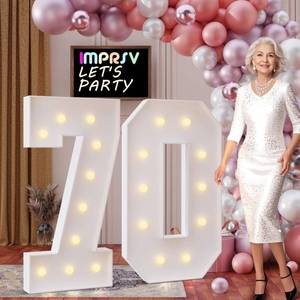 lot 61727 image: imprsv 4FT Marquee Numbers 70,DIY Light Up Numbers for 70th Birthday Decorations, Party Decorations,Anniversary Party Decor,Mosaic Number for Balloons Number 70,Pre-Cut Foam Board Kit - Retail $63