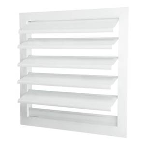 lot 62598 image: PATIKIL 12x12 Inch Aluminum Vent Cover, Louver Shutter Exhaust Fan Louvered Vent Automatic Gravity Square Grill Self-Closing Vent Cover for Greenhouse Industrial Exhaust HVAC System, White - Retail $23
