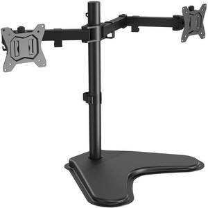 lot 62602 image: ErGear Freestanding Dual Monitor Stand for 2 Screens up to 32 inch, Heavy Duty Monitor Mount Holds Max 17.6 lbs per Arm, Height Adjustable Gaming Monitor Stand for Desk, VESA 75x75 100x100mm, Black - Retail $40