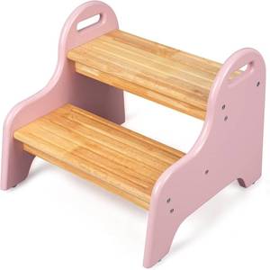 lot 62604 image: StrongTek Kids 2 Step Stool, Rubber Wood Step Children Stool, Safe & Sturdy, Ideal for Bathroom, Kitchen, Home Use, Durable, Non-Slip, Child Safety, Foot Stool, Toddler Step Stool, Easy to Clean Missing Hardware