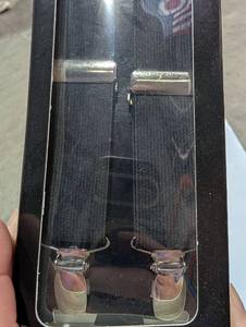 lot 75010 image: Custom Crafted Black Suspenders with Silver Hardware
