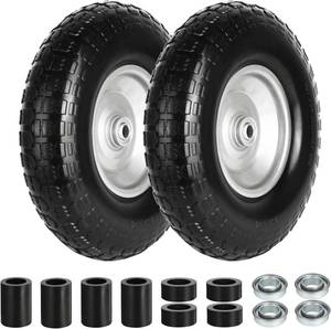 lot 101558 image: 4.00-6 Wheelbarrow Tire Flat Free 13 Inch, 58 Bearings Universal Solid Tires with Extra 34 Bearings, for Garden Carts, Hand Truck, Anti-Skid Pattern Durable Replacement Wheel, 3 Pack