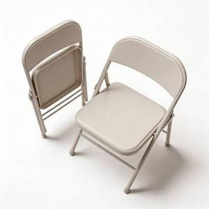 lot 101559 image: IDEALHOUSE Folding Chairs Set of 2, Heavy Duty Portable Metal Chairs with Steel Seat, Non-Slip Feet, Foldable Stackable Design, 350 Lb Capacity for Office, Weddings, Parties, Indoor & Outdoor Use