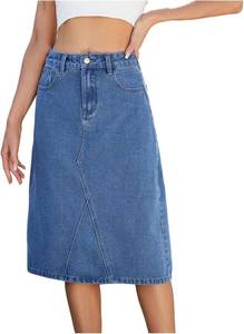lot 101568 image: Womens High Waisted Denim Skirt 2025 Midi Maxi A Line Stretchy Plus Size Casual Summer Work Skirt with Pockets