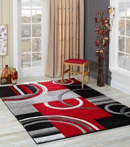 lot 201426 image: GLORY RUGS Area Rug Modern 5x7 Red Soft Hand Carved Contemporary Floor Carpet with Premium Fluffy Texture for Indoor Living Dining Room and Bedroom Area
