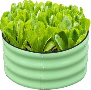 lot 201430 image: SnugNiture 2x2x1ft Round Galvanized Raised Garden Bed Kit Outdoor, Metal Planter Box for Planting Plants Vegetables, Green