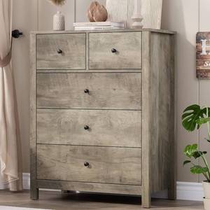 lot 201437 image: Retails for $177 Garvee 5 Drawer Dresser for Bedroom   Modern Simply Chest of Drawers, Wood Storage Dresser with Deep Drawers for Living Room, Hallway, Entryway, White