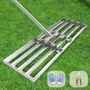 lot 201445 image: Lawn Leveling Rake 30x10 inch, (Professional-Grade) Lawn Leveler Tool with Stainless Steel Handle Rakes for Lawns Heavy Duty Landscape Rake for Backyard, Garden, Golf Course, Farm, Pasture