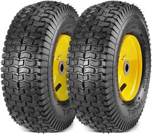 lot 201448 image: MaxAuto 13x5.00-6 Lawn Mower Tires with Rim 13x5-6 NHS Pneumatic Tires with Tube, 3 Centered Hub, 34 Bushings