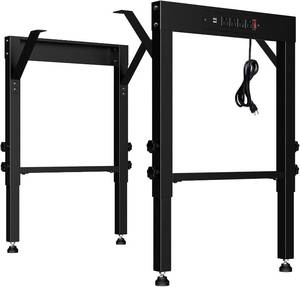 lot 301441 image: Height Adjustable Workbench Legs with Power Outlets and Rubber Pads, Set of 4 Heavy Duty Table Legs 25.6 to 33.8 for DIY Computer Desk, 19.6 Deep Metal Frame Kit