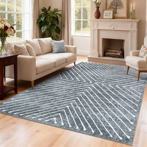 lot 301445 image: ROYHOME Bedroom Area Rug 5x7 Geometric Rug Machine Washable Living Room Area Rug Non Slip Stain Resistant Large Dining Room Throw Rug Ultra Soft Contemporary Carpet for Home Decor Office, Dark Grey
