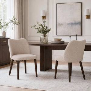 lot 301458 image: Retails for $116 COLAMY Upholstered Dining Chairs Set of 2, Modern Fabric Dining Room Kitchen Side Chair with Padded Seat and Wood Legs for RestaurantCafe, Camel
