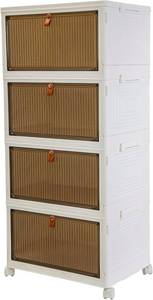lot 301459 image: FELICON 6 Gallon 4 Tier Storage Bins with Lids,Magnetic Door,Wheels,Collapsible Organizer Foldable Container,Wardrobe Closet for Bedroom Living Room Neat,Dorm,Organized Homes(White)