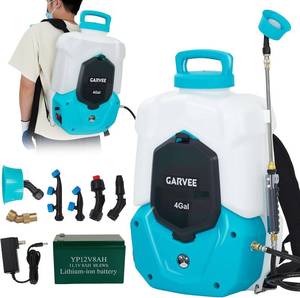 lot 401356 image: Garvee 4 Gallons Battery Powered Backpack Sprayer, 12V 8Ah Electric Sprayer with 6 Nozzles & 2 Wands, 4-6 Hour Runtime, 90PSI Adjustable Pressure, Trigger Lock, Yard Sprayers for Lawn and Garden