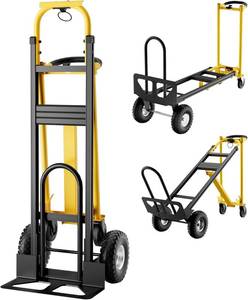 lot 401361 image: Retails for $123 Garvee 3-in-1 Folding Hand Truck & Dolly Cart, 800LB Capacity, Heavy Duty Convertible Dolly with Wheels &, Elastic Straps, Ideal for Household Moving, Relocation, Transport