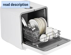 lot 201434 image: Retails for $220 Countertop Dishwasher, Mini Dishwasher with Faucet & Manual Water Tank(5L) Modes Water Inlet, Compact with More Space Inside,6 Programs Ideal for RV & Apartments, No Hookup Needed