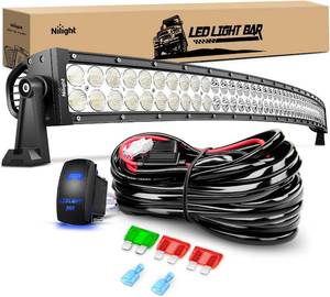 lot 111578 image: Retails for $102 Nilight 50Inch 288W Curved Spot Flood Combo Led Light Bar Off Road Driving Lights Boat Lights Fog Light 12V OnOff 5 Pin Rocker Switch Power 12AWG Wiring Harness Kit-1 Lead for Trucks