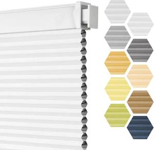lot 111589 image: Grandekor No Drill Cellular Shades Cordless,34 W x 64 H,No Drill Blackout Honeycomb Blinds for Indoor Windows,Blackout-White-White