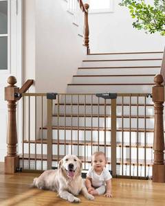 lot 111595 image: Cumbor 29.7-54.2 Wide Baby Gate for Stairs, Moms Choice Awards Winner-Self Closing Dog Gate Indoor for Doorways, No Drilling Pressure Mounted Pet Gates for Kids, Easy Walk Through Safety Gate, Brown