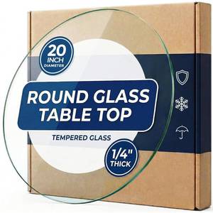 lot 111619 image: 20 Inch Round 14 Thick Pencil Polished Edge Tempered Glass Table Top with 6 Bumpers   Glass Table Tops Cut to Size, Scratch & Heat Resistant, Coffee, Patio & End Tables