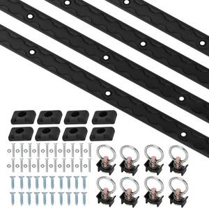 lot 211417 image: 4ft 4pcs Aluminum L-Track Rail,48 L Track Rails Tie Down System,Include (8) O-Ring, (8) Black End Caps and Mounting Screws,Suitable for Secure Motorcycles,ATV,Use On Pickup Truck, RV, Open Trailer