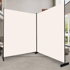 lot 211437 image: Room Divider Folding Privacy Screens with Wheels, 6FT Tall Divider for Room Separation, Movable Room Partitons and Dividers, Indoor Room Dividers Panel with Fabric (Beige, 2 Panel-142 -Round Pad)