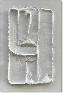 lot 211444 image: NANKAI Art Hand-Drawn 36x24 inches White Three-Dimensional Textured Abstract Painting, Contemporary Minimalist Style, Art Home Decor for Office Wall Decoration