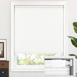 lot 311340 image: LazBlinds Cordless Cellular Shades, No Tools No Drill Light Filtering Honeycomb Shades Pleated Blinds for Windows, 34 W x 36 H, White
