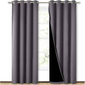 lot 311353 image: NICETOWN Grey Full Shade Curtain Panels, Pair of Energy Smart & Noise Blocking Out Blackout Drapes for Dining Room Window, Thermal Insulated Guest Room Lined Window Dressing(Gray, 52 x 84 inch)