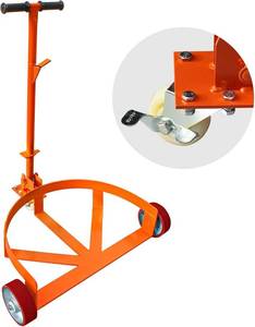 lot 311358 image: Retails for $104 55 Gallon Drum Dolly, 1200 lbs Load Capacity, Adjustable Handle Barrel Dolly Cart with One 360  Swivel Lockable Wheel, Low Profile Steel Oil Drum Caddy for Warehouse, Workshop, Factory, Dump Station