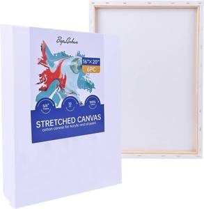 lot 311368 image: Stretched Canvas for Painting, 58 Inch Profile 100% Cotton Artist Framed Blank Canvas for Acrylics,Oils & Other Painting Media (6 Pack 16  20 in)