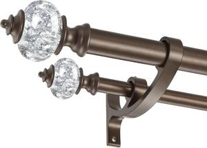 lot 411280 image: Double Curtain Rods for Windows 36 to 72 Inches, 1 Inch Front and 58 Inch Back Decorative Heavy Duty Double Curtain Rod with Stacking Tower Translucent Finials and Aluminum Bracket, Dark Bronze